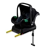 Kinderkraft MINK PRO i-Size 40-75 cm Babyschale, Kindersitz mit isofix MINK FX-Basisstation, Autositz von geburt Gruppe 0+, Verstellbare Kopfstütze, Einsatz für die Jüngsten im set, Schwarz