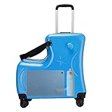 Reitkoffer – Reisegepäck für Kinder mit integriertem Lenker, lustiger Rollkoffer für junge Reisende im Alter von 6 bis 12 Jahren, perfekter Begleiter auf Reisen oder im Urlaub, seeblau, Refer to