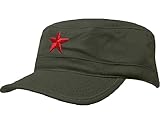 Damen Herren RUSSISCHE MILITÄRMÜTZE Roter Stern Fancy Dress Fidel Castro Vintage Military Mütze Cap (Green Red Star)