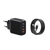 USB C Ladegerät 40W,Schnellladegerät Stecker mit Kabel, 4 Ports Power Adapter USB C/A PD Mehrfach Netzteil für lPhone 16/15 S amsung, Schnelladegerät Ladekabel Ladeladapter Ladestecker Charger