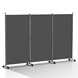 Vigevee Paravent Raumteiler Klappbar Freistehend auf Rollen - Trennwand, Umkleide Sichtschutz 3 Teilig 263x181 cm für Büros, Balkon - Anthrazit