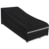 Dokon Gartenliege Abdeckung Wasserdicht Sonnenliege Schutzhülle mit Belüftungsöffnung, Winddicht Anti-UV Robustes 420D Oxford-Gewebe Abdeckplane für Liegestuhl Deckchair, 200x75x40/70cm - Schwarz
