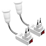 Giantdeer 2PCS E27 Fassung Steckdose,E27 Wandlampe mit Schalter,360° Verstellbare Schwanenhals Fassung,für Lampenfassung LED Beleuchtung,Leselampe Bett/Büro/Küche Wandleuchte（Keine Glühbirne）