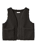 NAME IT Mädchen Nkfriteddy Waistcoat Teddyweste, Black, 122/128