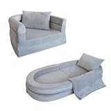 Wonder Space Vor-montiertes Kinder Schaumsofa mit Decke & Kissen, Kleinkind 3-in-1 Konvertierbares Sofa, Innen Zusammenklappbarer Lounger Stuhl & Klappbares Bodenbett für Jungen & Mädchen (Grau)