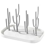LiRiQi Trockenständer Babyflaschen, Abtropfgestell für Babyflaschen, Trockenständer für Flaschen und Flaschenzubehör, Flaschenständer für Flaschen Saugern Bechern und Zubehör, BPA-frei, Grau