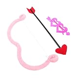 LRXIYODE Valentinstag Cupid Kostüm Set Herzförmiger Bogen und Pfeile mit Federbrille Leichtes Vielseitiges Valentinstag Cosplay Zubehör für Partys Fotos und Romantische Rollenspiele