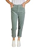 DENIMFY Cordhose Damen Mom Fit High Waist Gerades Bein Stretch DFLisa Cord Hose Pants Reißverschluss Taschen Einfarbig Blau M, Größe:M, Farben:Mineral Green