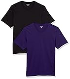 Amazon Essentials Herren Kurzarm-T-Shirt mit V-Ausschnitt (erhältlich in Big & Tall), normale Passform, 2er-Pack, Schwarz/Dunkelviolett, 3X-Large Big