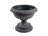 TOP TOOLS Dekorativer Pflanzpokal Amphore Pflanzgefäß Blumentopf Pflanzkübel Blumenspindel D 41 x H 36 cm, UV-beständiger Kunststoff Anthrazit EG