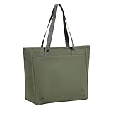 Rivacase Handtasche aus RPET-PU-Leder Olivgrün, wasserabweisende Tote Bag für Damen, Laptoptasche bis 14 Zoll, Schultertasche Kunstleder, Notebooktasche, Damentasche für Laptop Notebook