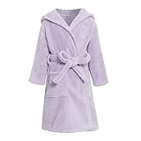 WYTbaby Bademantel Kinder Mädchen mit Kapuze Flauschig Fleece Bademantel für Jungen Und Mädchen 7-12 Jahre