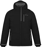 normani Kinder Winterjacke Steppjacke gefütterte Skijacke mit Schneefang wasserdichte Thermojacke mit Kapuze für Junge und Mädchen Farbe Schwarz Größe 158/164