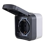 REV - AquaStorm, Steckdose 1-fach, Feuchtraum, IP55 zweipolig, Aufputz, 230V, 16A, anthrazit