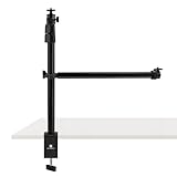 K&F CONCEPT Kamera Tischhalterung mit Boom Arm，Abnehmbar 360° Kugelkopf +1/4-3/8'' Schraube+C Klemme+Handy Halterung, 37-95cm Verstellbar Klemmstativ Overhead Stativ für Streaming & Gaming，Last 10kg