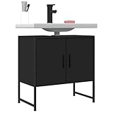 Myheimly Waschbeckenunterschrank,Waschbeckenschrank mit viel Stauraum,Unterschrank für Waschbecken Waschtisch,Badschrank Badezimmerschrank Badmöbel,Schwarz,60 cm