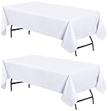 Utopia Kitchen Polyester Tischdecke 110 x 140 cm (2er-Pack, Weiß) Maschinenwaschbare Tischdecke Ideal für Partys, Veranstaltungen, Hochzeiten und Restaurants (44 x 56 Zoll)