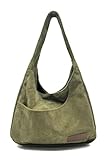Ulisty Damen Cord Breiter Gurt Hobo Tasche Schultasche Shopper Handtasche Lässig Unterarmtasche Grün