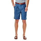 Haggar Men's Big & Tall Cool 18 Gabardine Pleat Front Short, Cadet Blue, 56