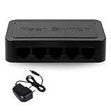 Seprendi Mini Netzwerk-Switch 5 Port Ethernet Switch Internet Splitter Büro 10/100/1000Mbps Hub RJ45, Gigabit Schwarz, EU-Stecker