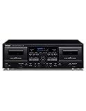 Teac W-1200 Doppel-Kasettendeck (Kassettenspieler zur Aufnahme/Wiedergabe, Mikrofoneingang, USB-Ausgang für digitale Aufnahme auf PC/Mac) Schwarz