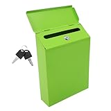 AUTSUPPL Eisen Briefkasten Wandmontage Außen Vintage Postkasten mit Schloss Grün Robuster Wandbriefkasten Wetterfest für Haustür und Garten Dekor