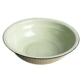 Emaillegeschirr Müslischale Langlebige Emaille Geschirr Suppenteller Salat Pastaschüssel Emaillegeschirr Speiseteller für Abendessen, Outdoor, Picknick, BBQ, Buttergrün 20 cm