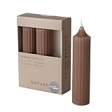 Boltze Stabkerze Riffly (3-tlg., taupe, 15 cm, aus Wachs, modernes Design, geriffelte Oberfläche, Stabkerze, Kerze, taupe Kerze, Deko) 2053025