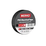 ERKO Isolierband Schwarz PVC 19mm x 20m Elektrische Leitungen Reparatur, Hochflexibel mit starker Klebekraft, Chemiebeständig, Kabel, Universal