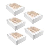 Alipis 5Stücke Cupcake Box Mit Kavitäten Weiße Muffin Behälter Mit Faltbare Aufbewahrungsbox Für Cupcakes Für Partys