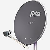 Fuba Satellitenschüssel Komplettset 4 Teilnehmer DAL 804 A - Sat Komplettanlage Fuba DAL 800 A Alu Sat-Schüssel/Sat-Spiegel anthrazit + Fuba DEK 417 Quad LNB 4-Fach - HDTV, UHD(4K/8K), 3D