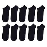 Rwoythk 10 Paar Sneaker Socken, Herren Damen Quarter Kurze Baumwolle Halbsocken, Unisex Schwarz Sneakersocken
