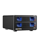 CENMATE Aluminium Festplattengehäuse mit Zwei Einschüben und Lüfter für 2.5„/3.5“ SATA HDD/SSD mit USB A/C 3.0, werkzeugloses Festplattengehäuse, Daisy Chain Erweiterung, DAS(NO RAID/NAS)