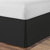 Volant-Bettlaken für Doppelbett, Bettgestell, Wickelbox, plissierter Boden, Volant, Bettlaken für Doppelbett, Volant, Mikrofaser, weich, gebürstet, pflegeleicht, schwarz, 180 x 200 + 35 cm