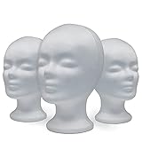 DBLV Styroporkopf Set - 3 x Perückenkopf als Halterung für Mützen, Hüte & Perücken - Perückenhalter - Hut-Ständer - Puppenkopf aus Styropor - 3er-Set