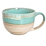 700 ml Groß Tasse Keramik Tee Tassen，Müslischalen mit Henkel Suppentassen Salat Schale Ramen Schüssel für Kaffee, Müsli, Suppe, Snacks, Salat, Eiscreme (Grün)