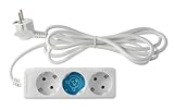Mehrfachsockel, Standardserie, 3T, Kabel 3 x 1,5 mm, 5 m, Weiß