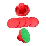 GARIOUANS Air Hockey Ersatzset und Pucks mit Ergonomischen Pushern Tischhockey Zubehör für Kleine Airhockey Tische Rot Teilig für Spiel und Training