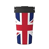 UFhgjjb Isolierter Kaffeebecher mit britischer Flagge, 500 ml, doppellagig, Reisebecher für Auto, Büro, Zuhause, Teebecher