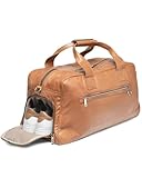 SID & VAIN große leichte Reisetasche mit separatem Schuh-Fach echt Leder - Weekender Henry Gross - Sporttasche Handgepäck mit Schultergurt - Ledertasche Herren und Damen braun handgefertigt
