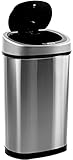 Homra FONIX Sensor Mülleimer - 50L - Hygienischer automatischer Deckel - Absenkdeckel - 50 Liter Abfalleimer - Fingerabdruckfrei - Schmutzabweisend - Hochwertiger Edelstahl - Langlebiger