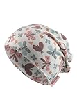 Sterntaler Beanie Schmetterling - Baby Mütze aus Flammgarn Jersey mit allover Schmetterlingen - Mädchen Beanie Mütze - Baby und Kinder Übergangsmütze, ecru, Größe 47