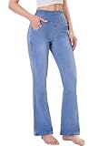 Chasehot Bootcut Jeans Damen, High Waist Stretch Jeggings Damen mit 4 Taschen Jeanshose zum Anziehen Schlaghose Jeans,Hellblau-L-31