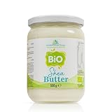 Bio Sheabutter 500 g im Glas– 100% rein, beste Lebensmitelqualität neutral & geruchlos, Karitébutter, vegan