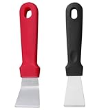 Grillschaber, 2 Stück, kleiner Grillschaber, gerader und gebogener Metallschaber, Spatel zum Grillen im Freien, steife Grillpfanne, Reinigung, Metallschaber, Schaber, Spatel, Grillschaber, Schaberwerk