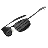 kimorn Polarisierte Sonnenbrille Herren Retro Rechteckig Rahmen Klassisch Unisex Gläser K0535 (Schwarz)