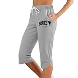 Puramala Caprihose Damen Sommer Farbwechsel Hose Mit Kordelzug Bunt Sporthose Leicht Sweathose Für Frauen Baggy Jogginghose Mittlere Taille Laufhose Schicke Sport Shorts