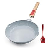 AIKENBBKK Antihaft-Keramikbeschichtung Bratpfanne 26 cm, gesunde Keramik Pfanne mit abnehmbarem Griff, Backofenfest, PFAS PFOA & PTFE frei-Blau