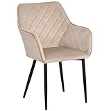 Duhome Esszimmerstuhl Wohnzimmerstuhl Sitzfläche aus Samt Küchenstuhl mit Armlehnen, Beige