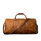 WWPMNQD Reisetasche aus Leder Herren Retro Leder Reisetasche Erste Schicht Große Kapazität Reisetasche Geschäftsreise Handtasche Schulter Messenger Tasche(Retro brown)